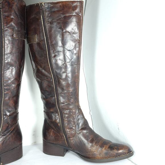 Born Women's Gibb US9M Distress Brown Leather Wide Calf Riding Equestrian Boots - Picture 6 of 16